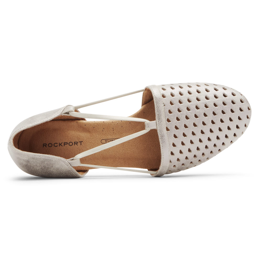 Zapatos Bajos Rockport Mujer Mexico - Reagan Perforated Blancos - THMCL6518